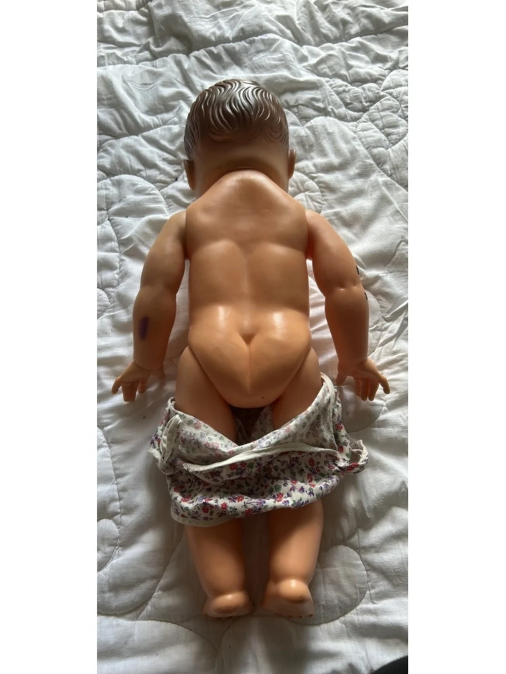 Vintage Baby Doll with Floral Romper and Moving Eyes